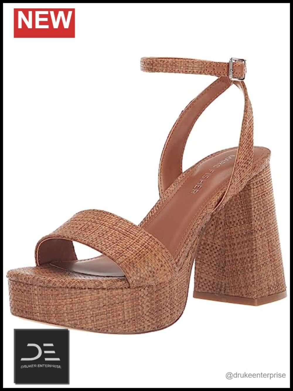 Marc Fisher Women's Sadel Block Heel Dress Sandals Ankle Strap Leather
